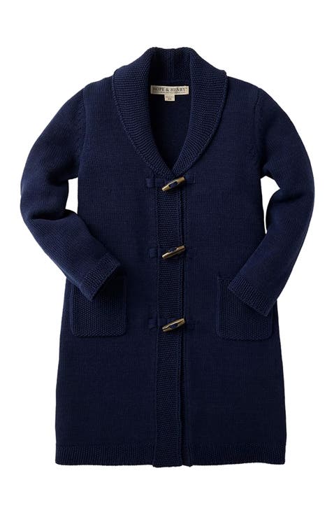 Girls' Tunic Cardigan with Shawl Collar