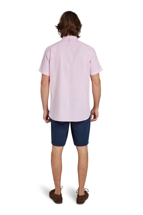 Raging Bull Short Sleeve Linen Shirt In Pink