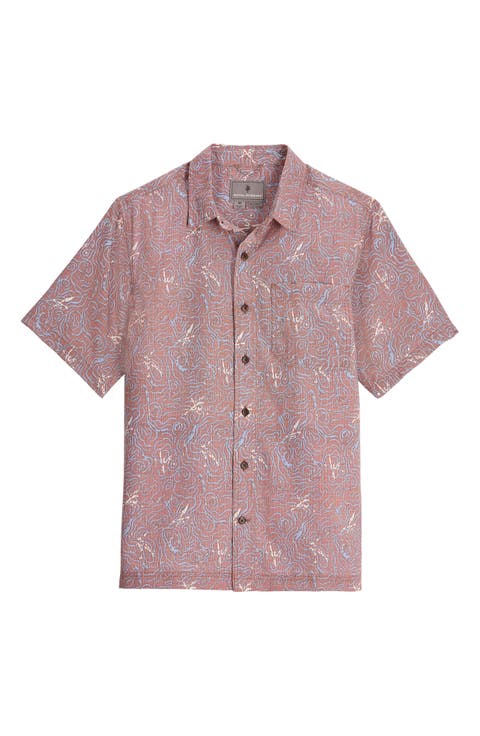 Camino Pucker Short Sleeve Recycled Polyester Button-Up Shirt