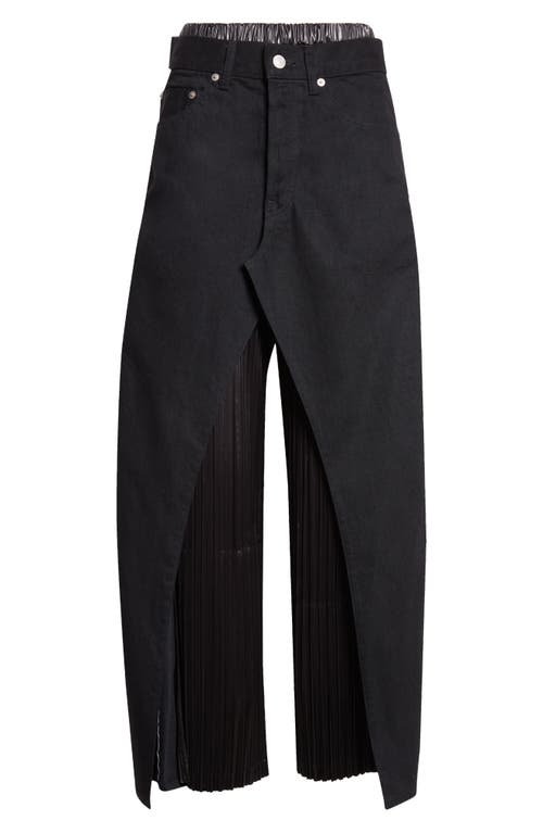Junya Watanabe X Levi's® Mixed Media Denim & Pleated Satin Pants In Black