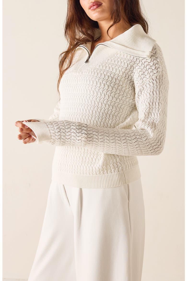 Simone Quarter Zip Sweater, Alternate, color, White