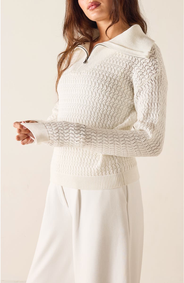 Voyageur by MERSEA Simone Quarter Zip Sweater, Alternate, color, White