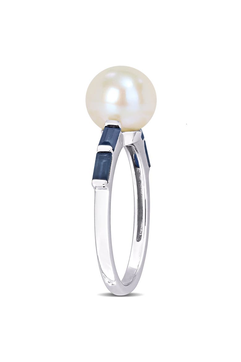 Cultured Pearl & Gemstone Ring 10k, Alternate, color, Sapphire/White Gold