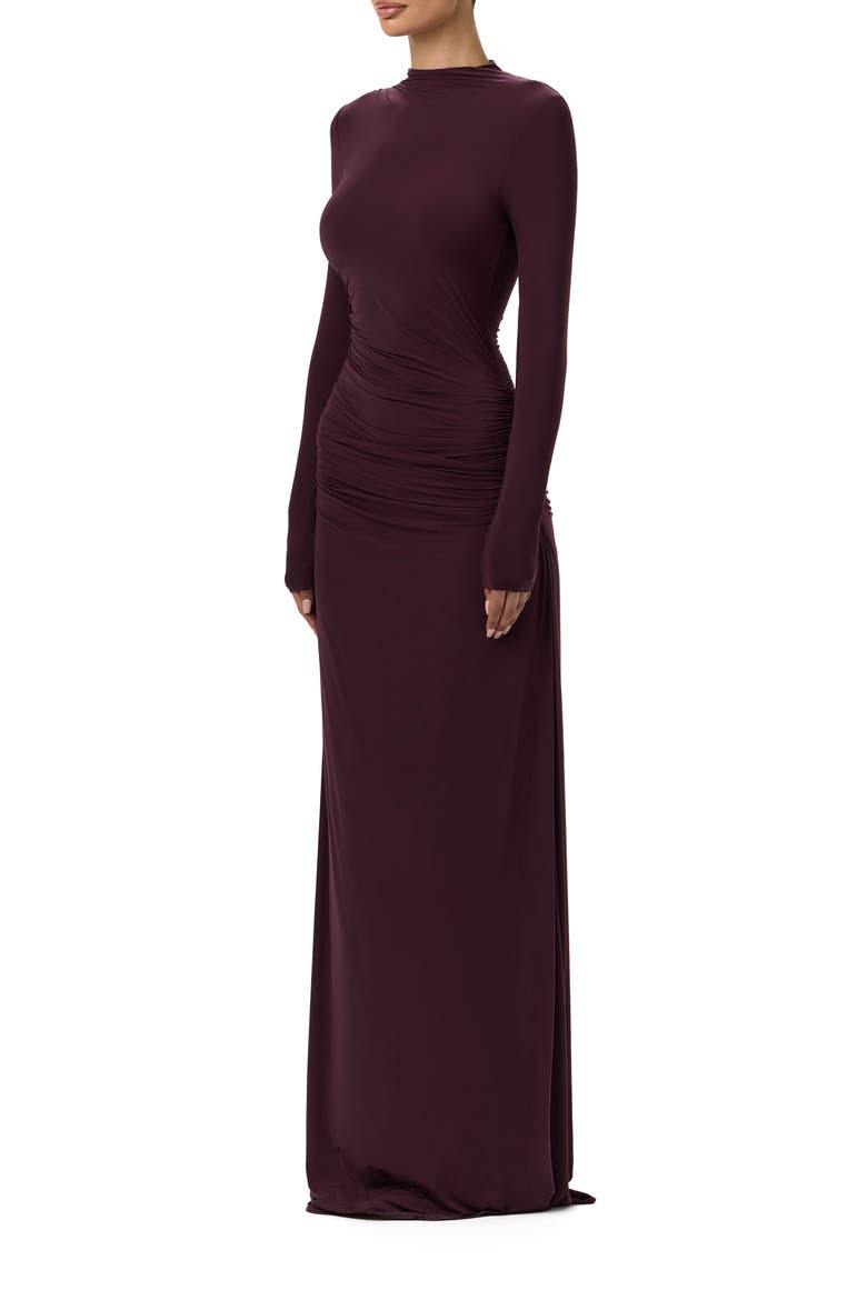 Funnel Neck Long Sleeve Dress, Alternate, color, DARK PLUM