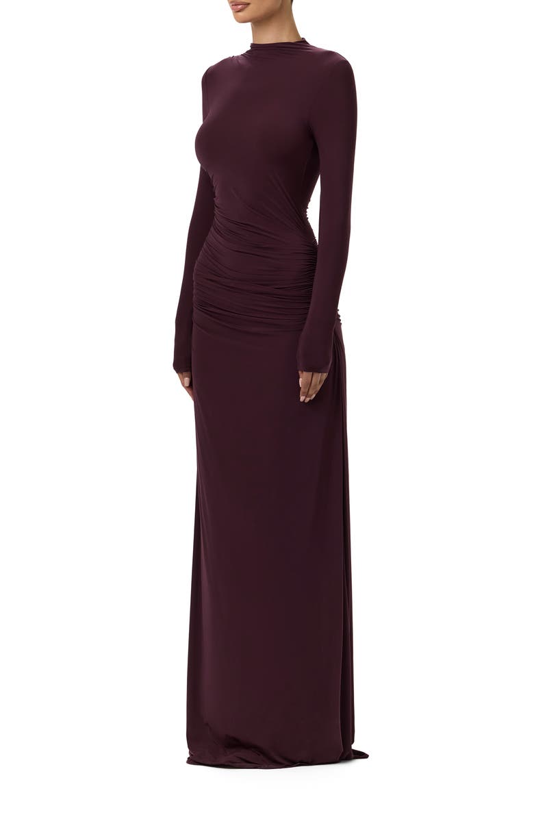 Naked Wardrobe Funnel Neck Long Sleeve Dress, Alternate, color, Dark Plum