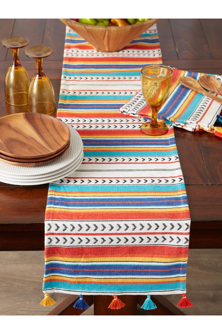 Picante Stripe Tassel Table Runner, Alternate, color, Picante Stripe