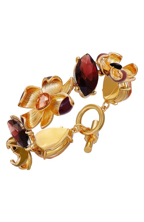 Guess Crystal Flower Toggle Bracelet In Animal Print