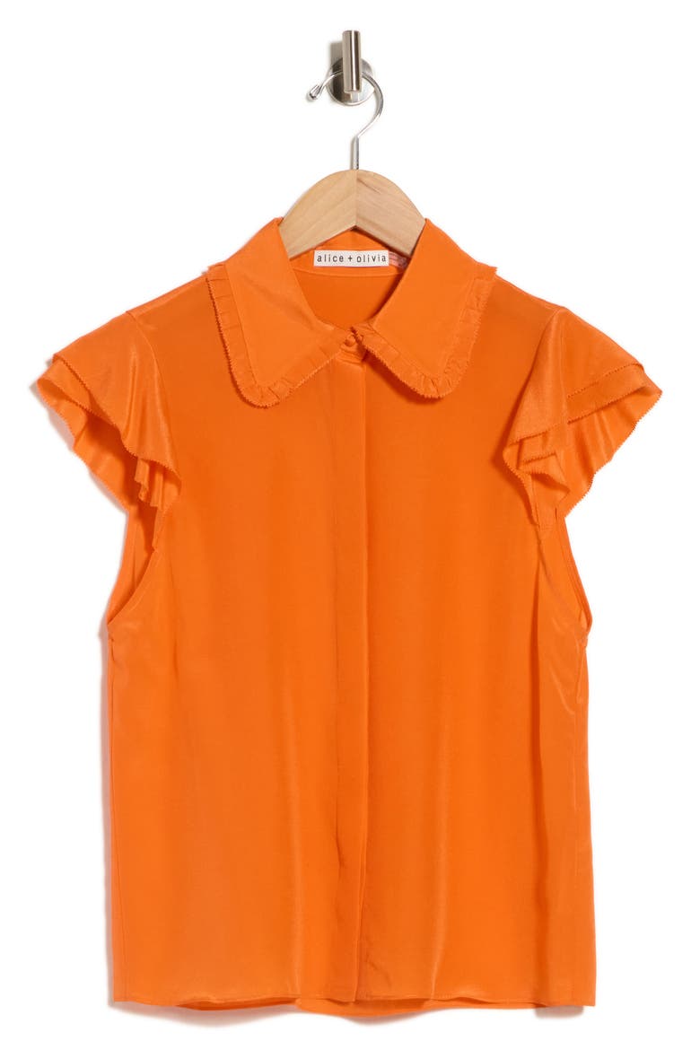 Martel Flutter Sleeve Silk Top, Main, color, MANGO
