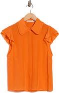 ALICE + OLIVIA Martel Flutter Sleeve Silk Top