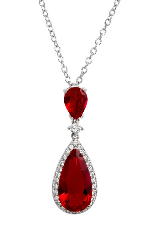 Cubic Zirconia Teardrop Pendant Necklace