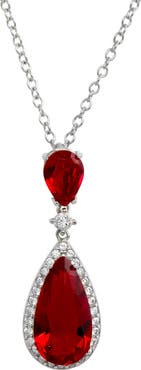 SAVVY CIE JEWELS Cubic Zirconia Teardrop Pendant Necklace