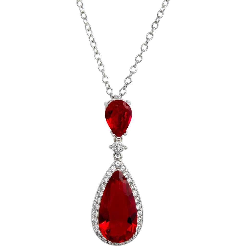 SAVVY CIE JEWELS Cubic Zirconia Teardrop Pendant Necklace in Red  product