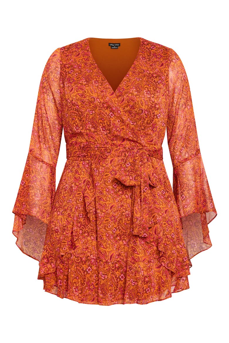 Lexi Long Sleeve Faux Wrap Dress, Alternate, color, RETRO PAISLEY