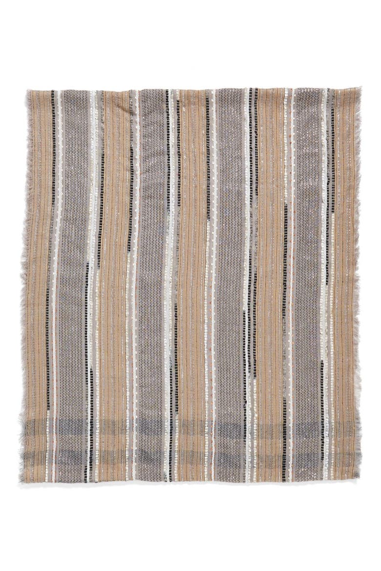 Metallic Plaid Infinity Scarf, Alternate, color, TAUPE/ GREY
