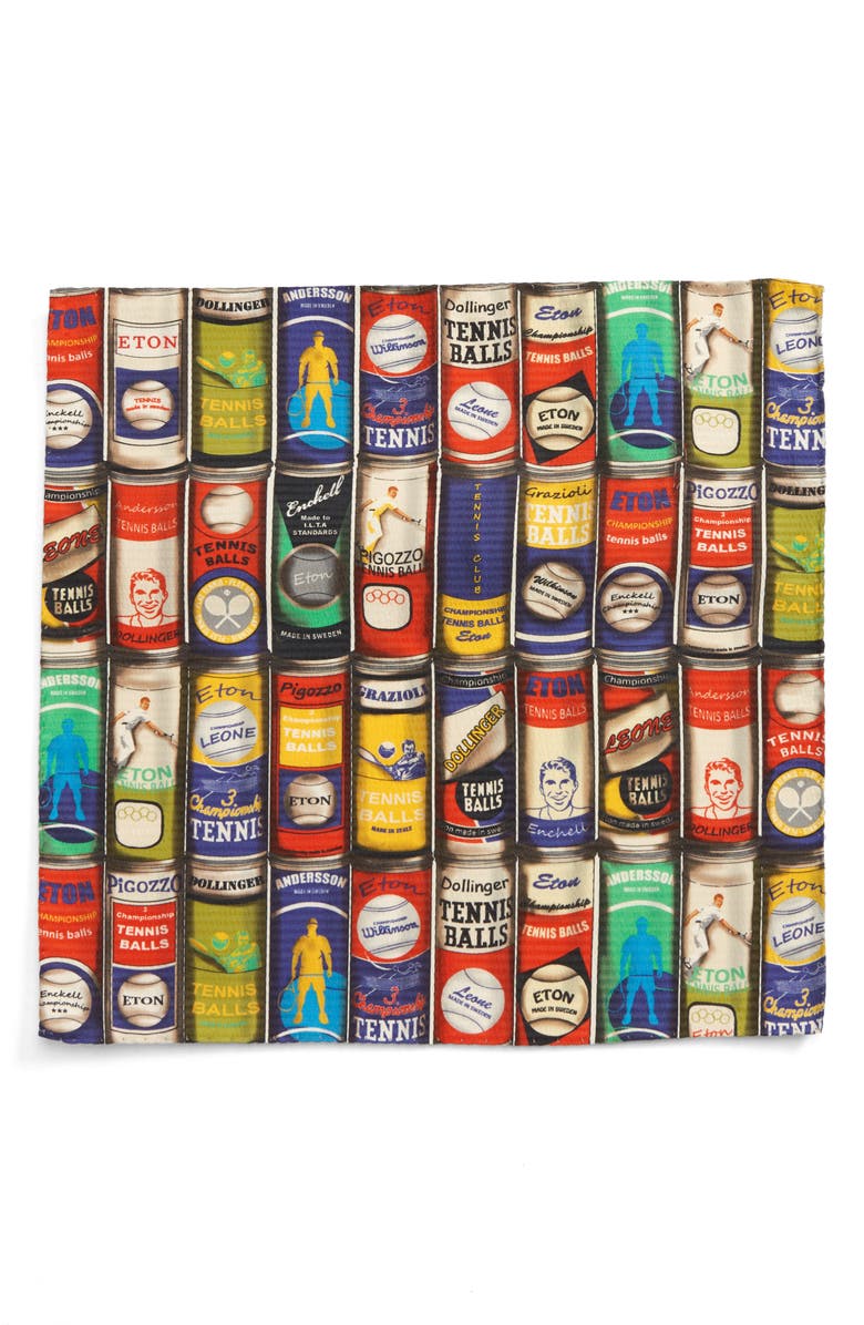 Eton Tennis Ball Silk Pocket Square, Alternate, color, 
