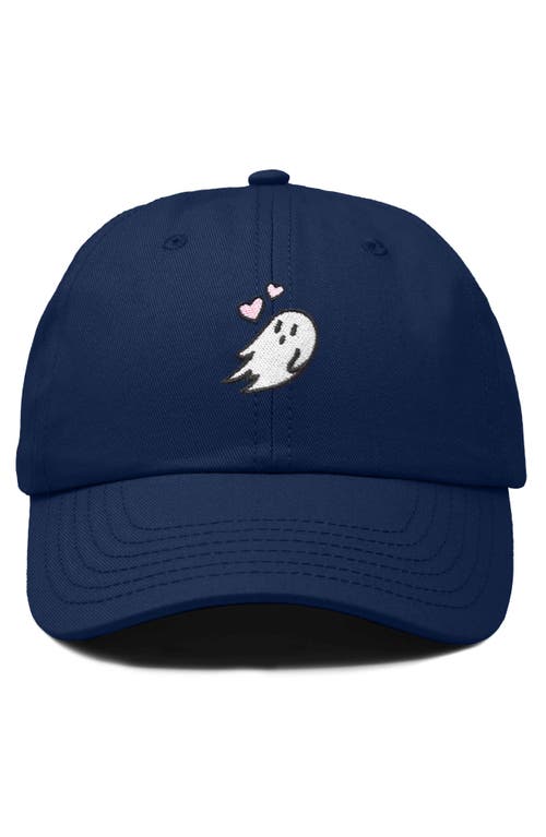Dalix Heartly Ghost Embroidered Cap In Navy Blue