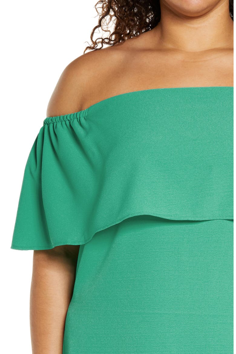 Off-the-Shoulder Cocktail Dress, Alternate, color, ATLANTIS