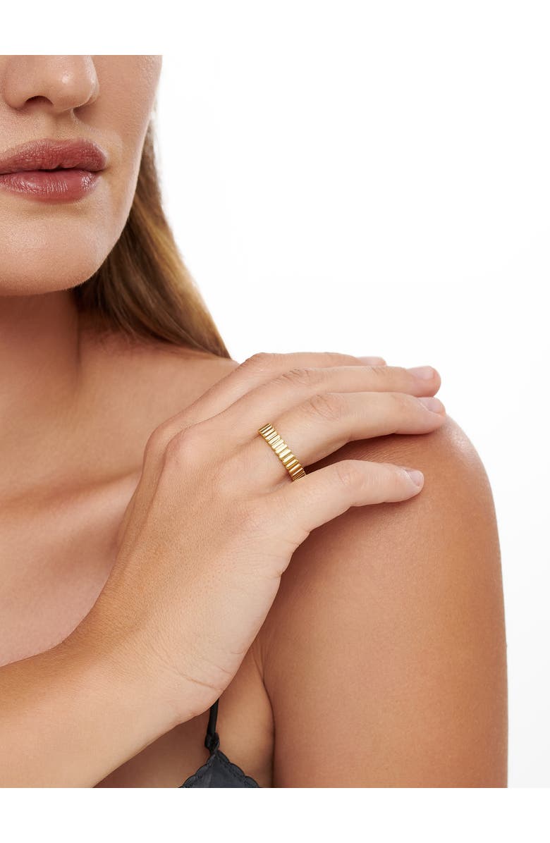 DEVATA Ribbed Band Ring in Gold Plated Sterling Silver, Alternate, color, Yellow Gold