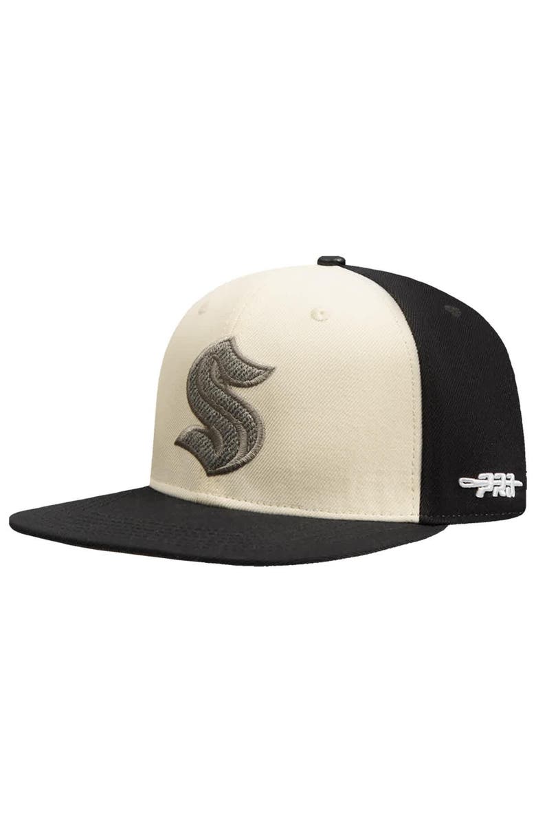 PRO STANDARD Men's Pro Standard  Cream Seattle Kraken French Terry Snapback Hat, Alternate, color, Cream