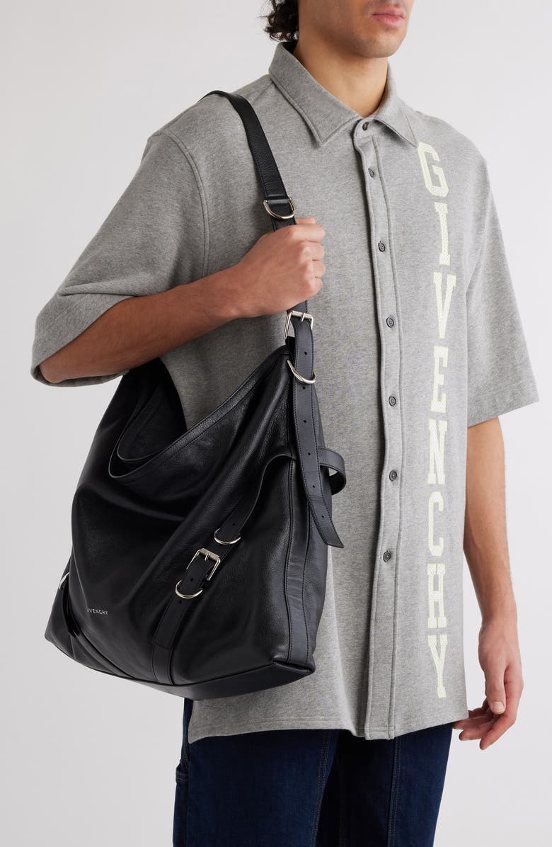 Givenchy Small Voyou Leather Crossbody Bag, Alternate, color, Black