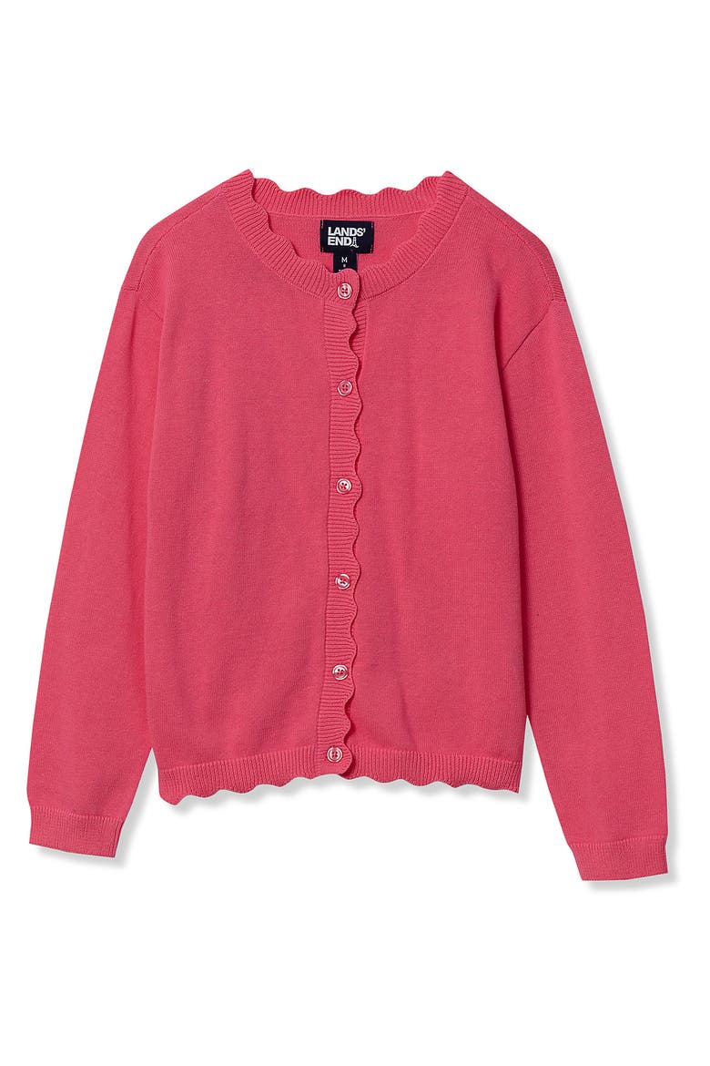 Girls Scalloped Hem Cardigan, Main, color, Pink Lemonade