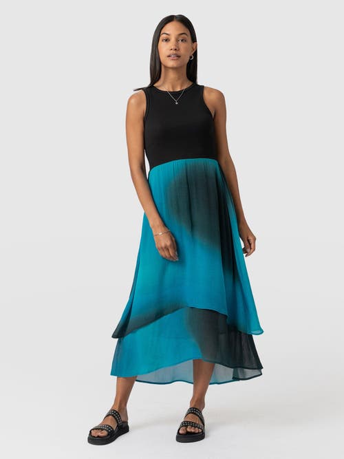 Saint + Sofia Etta Layered Dress In Blue