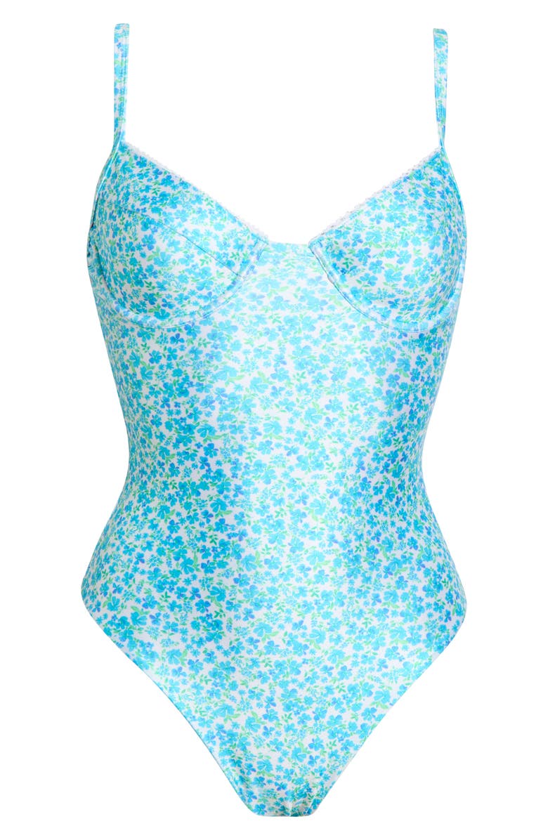 Kulani Kinis Decorative Underwire One-Piece Swimsuit, Alternate, color, Ocean Aura