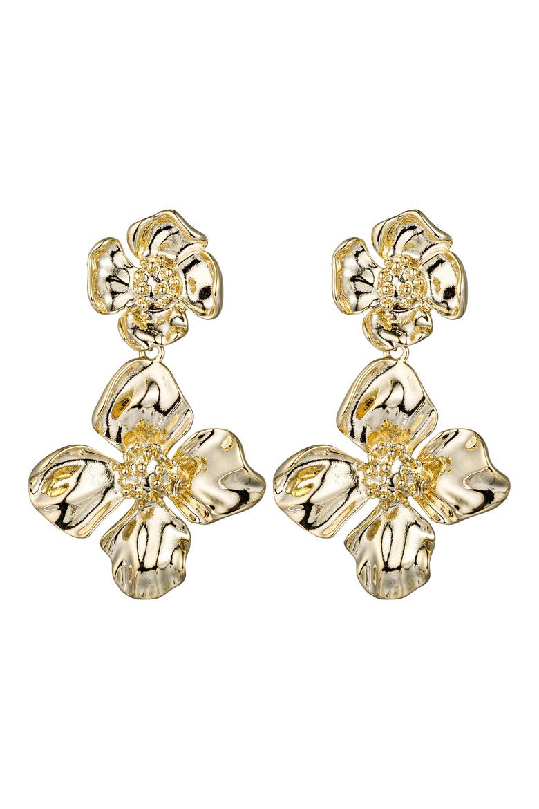 Sofie Flower Drop Earrings, Main, color, GOLD