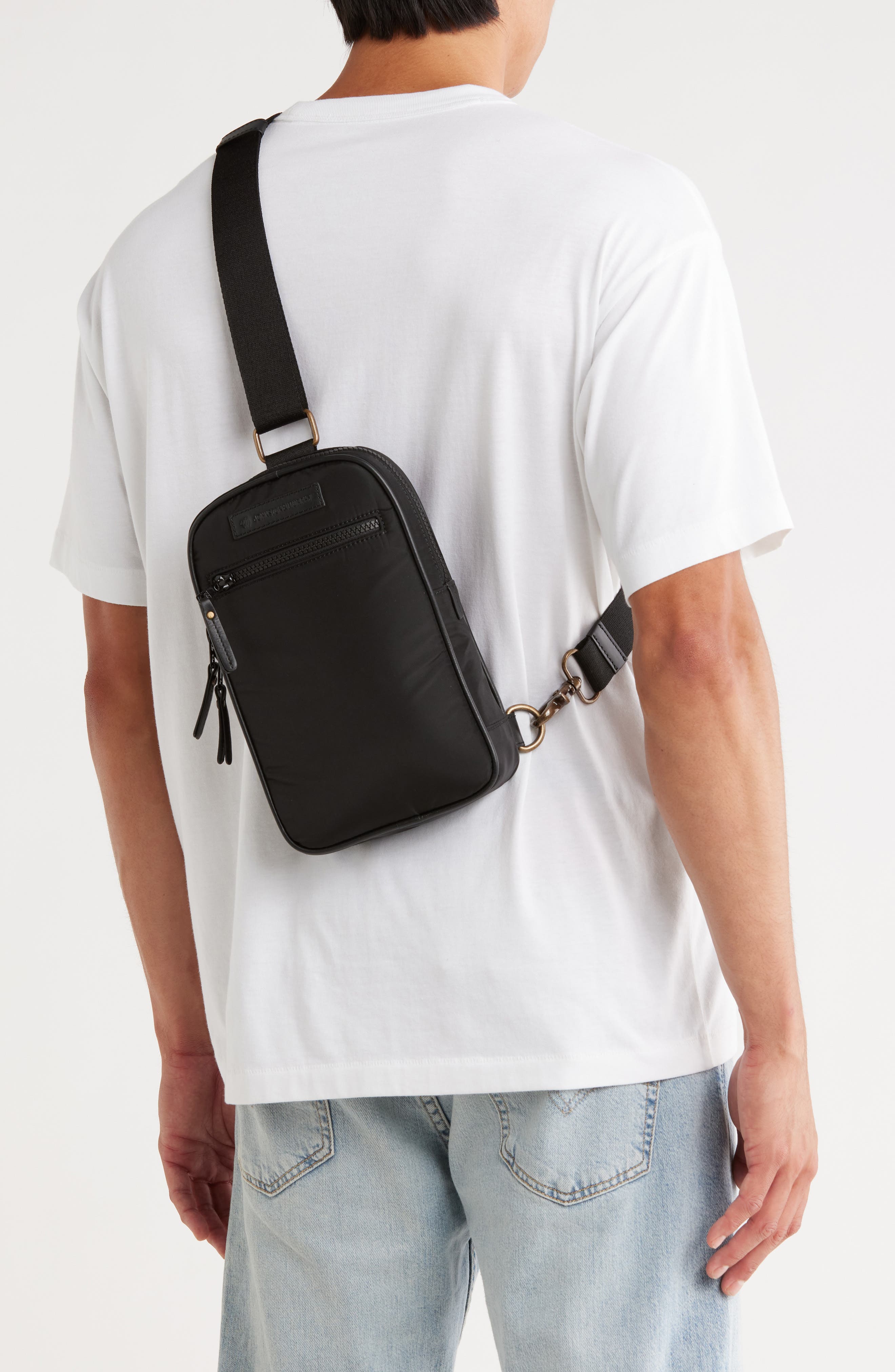 Johnston & Murphy Sling Crossbody Bag, Alternate, color, Black