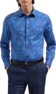 Bugatchi Julian Shaped Fit Floral Stretch Cotton Button-Up Shirt