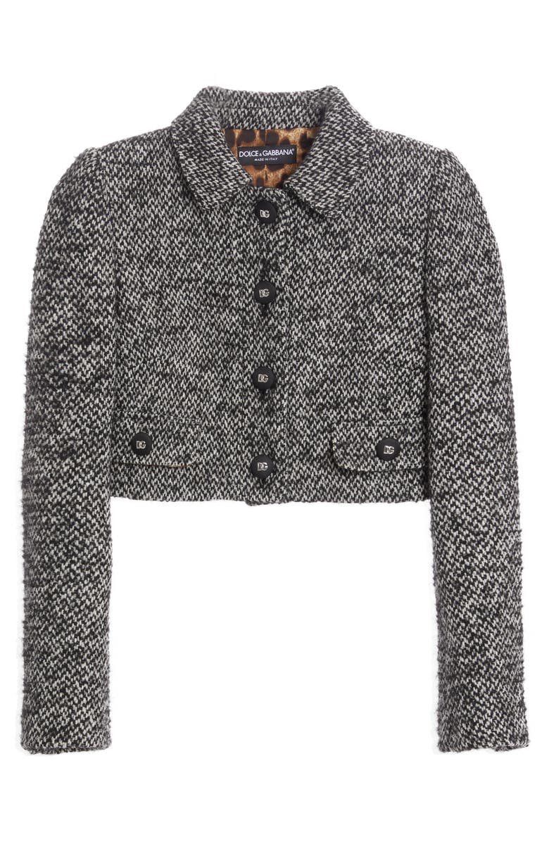 Dolce&Gabbana Wool Blend Tweed Crop Jacket, Alternate, color, 