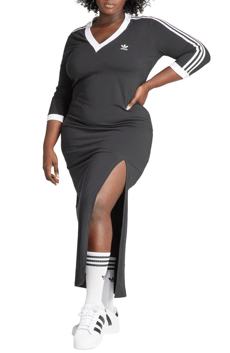 adidas Originals Lifestyle V-Neck Maxi Dress, Main, color,