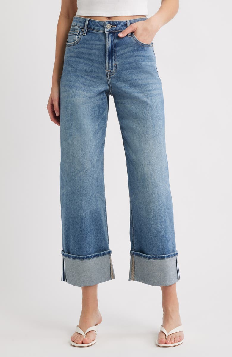 HIDDEN JEANS Cuffed Wide Leg Jeans, Main, color, Medium Wash