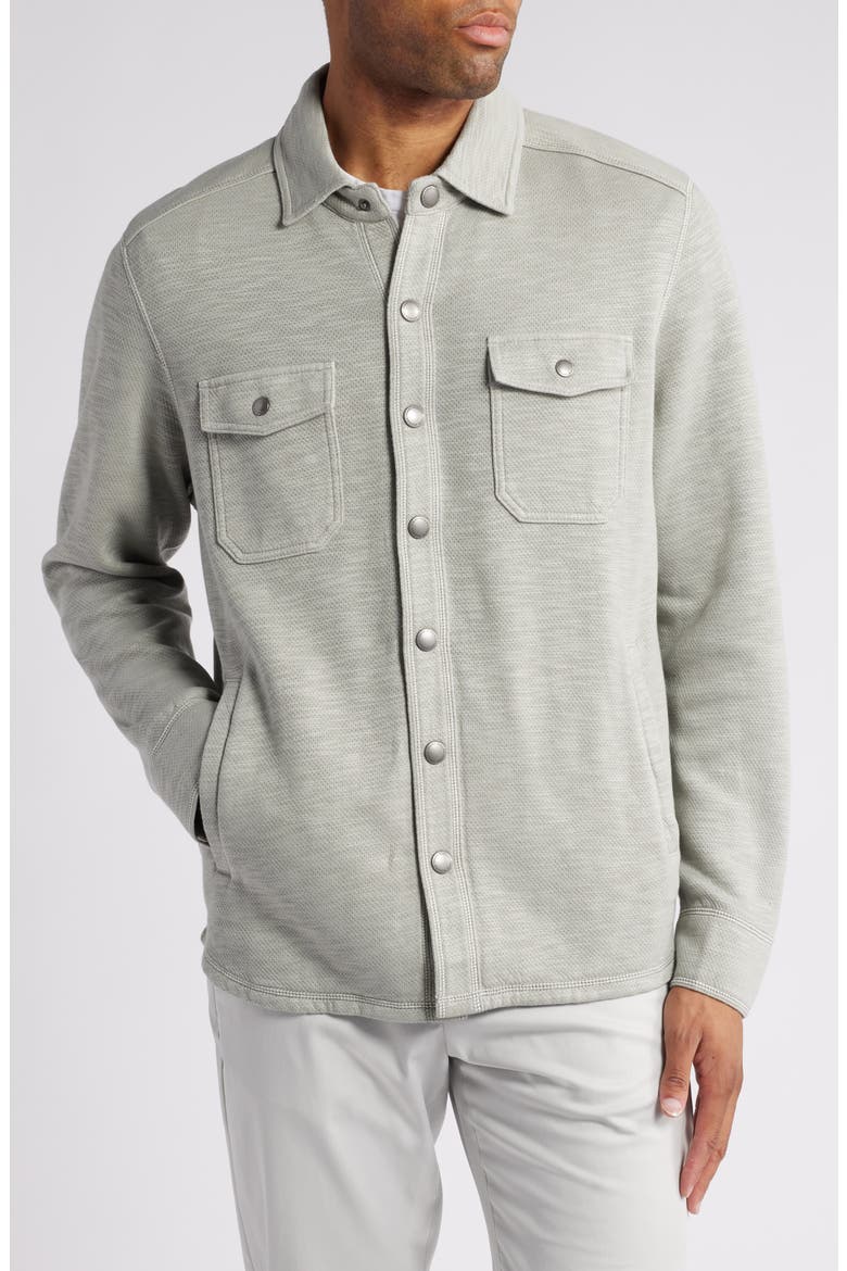 Trinidad Cotton Blend Mesh Snap-Up Shirt, Alternate, color, SMOKE GREY