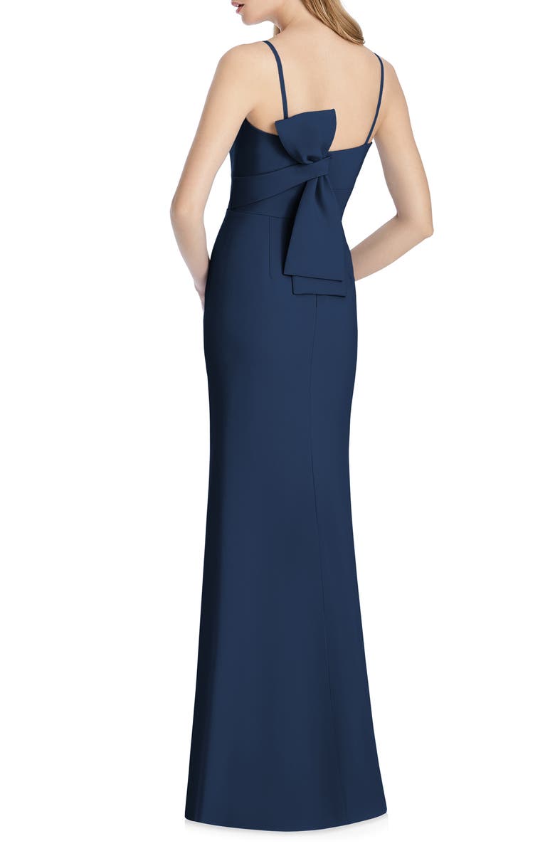 Lela Rose Bridesmaid Bow Back Crepe Column Gown, Alternate, color, 