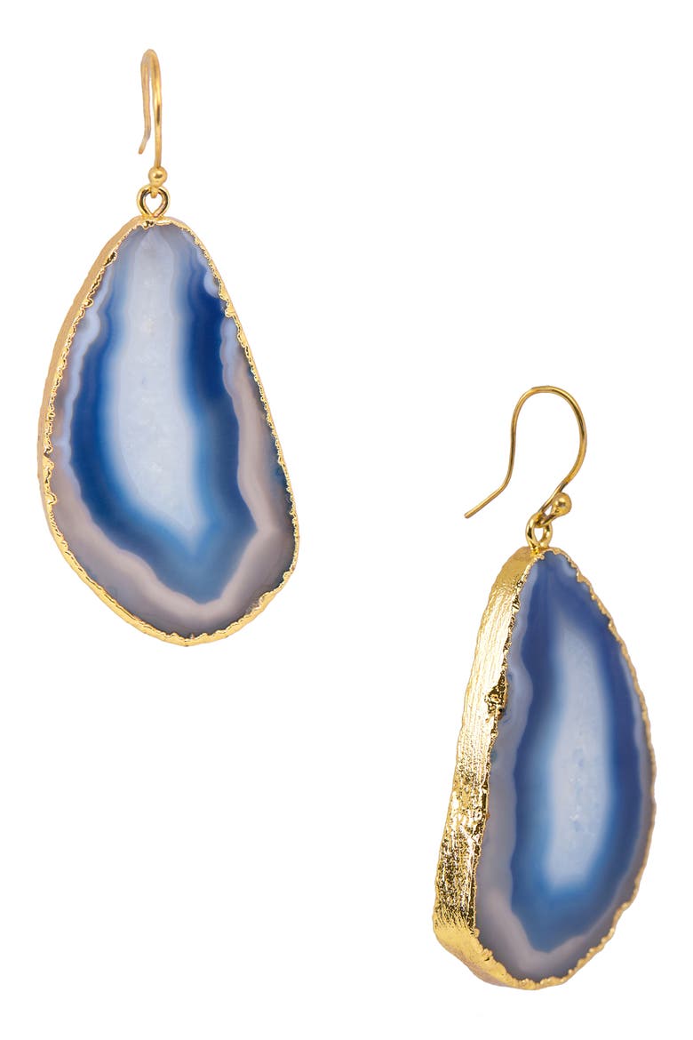 Agate Drop Earrings, Main, color, BLUE