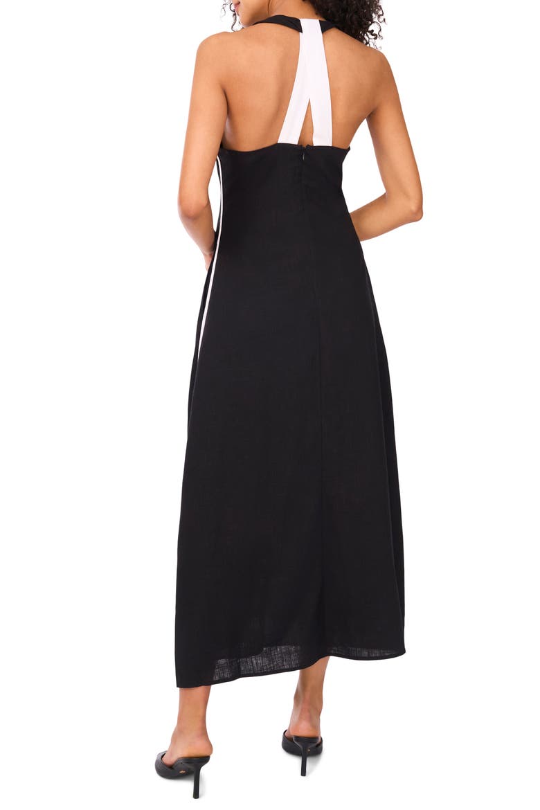 Contrast Trim Sleeveless Dress, Alternate, color, RICH BLACK