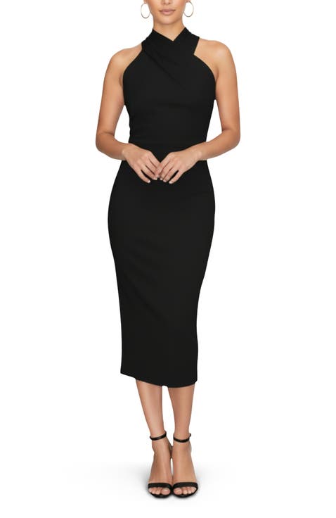 Harland Crossover Halter Midi Dress