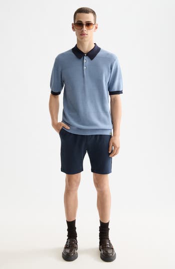 Tonal Stripe Cotton Polo Sweater
