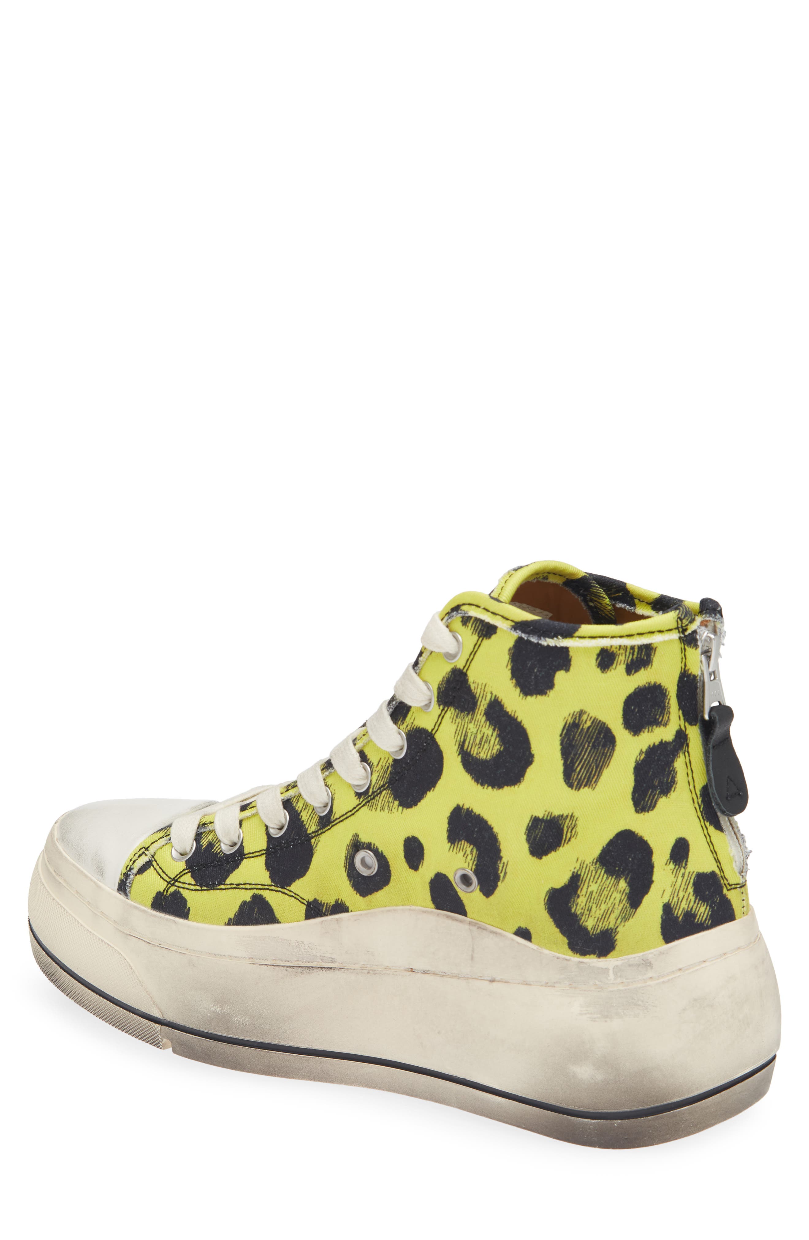 R13 Kurt Cheetah Print High Top Platform Sneaker, Alternate, color, Yellow Cheetah Print
