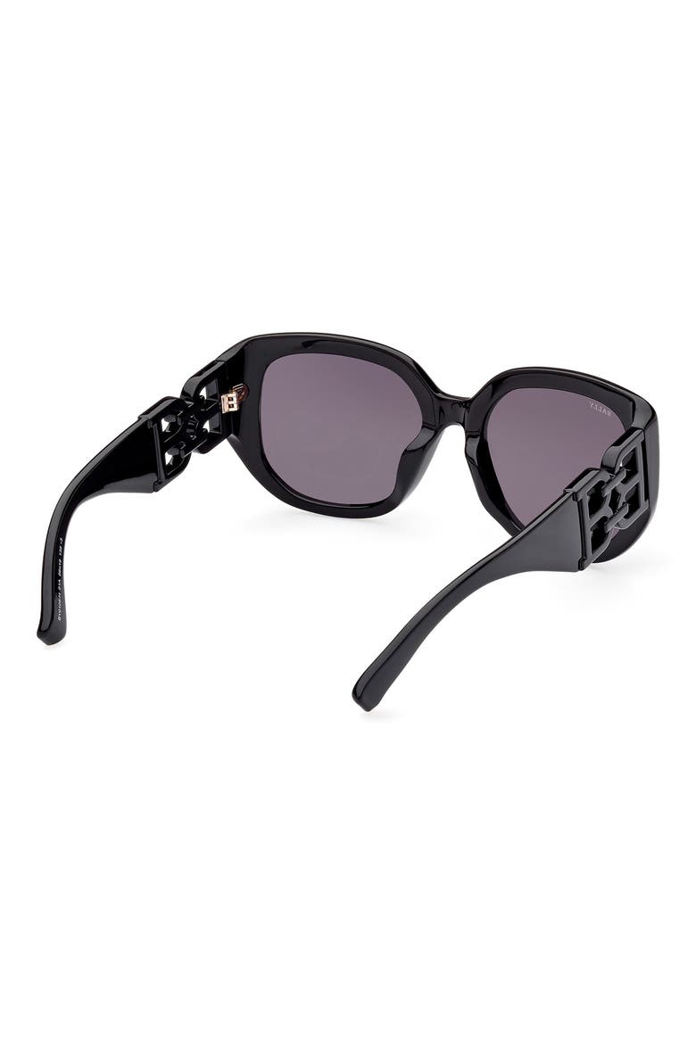 56mm Square Sunglasses, Alternate, color, SHINY BLACK / SMOKE