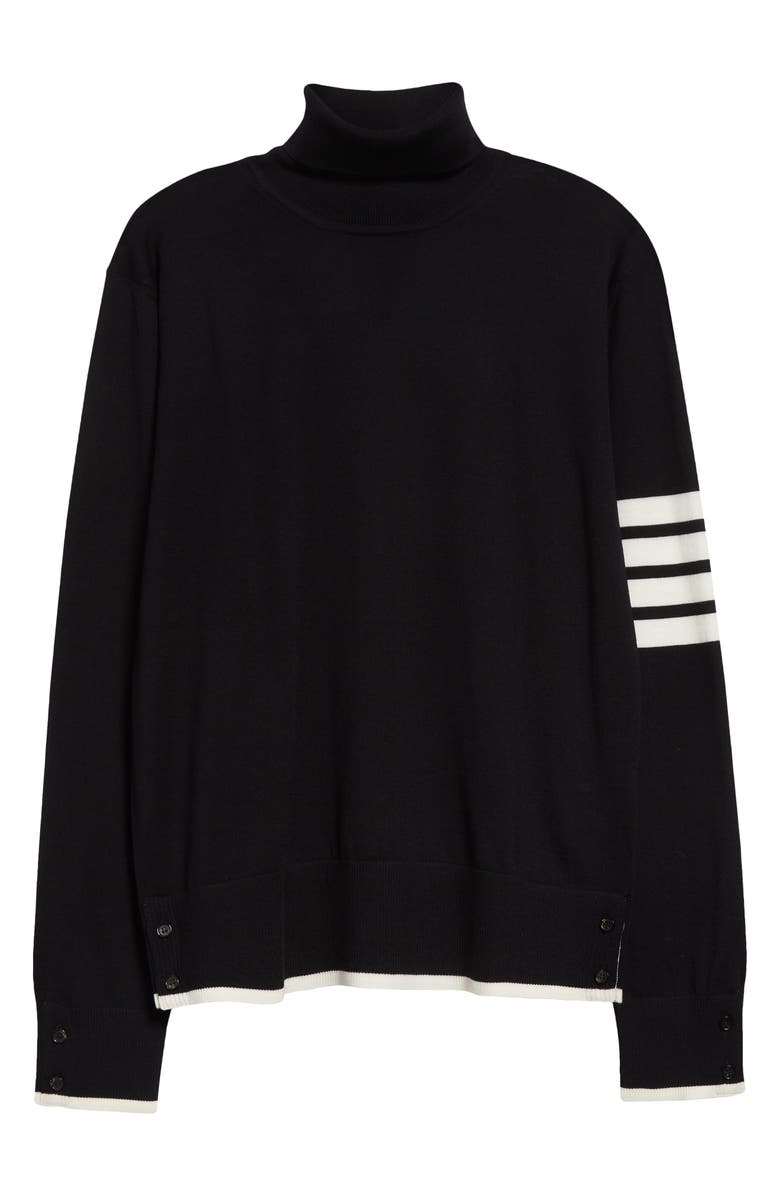 Thom Browne Virgin Wool Turtleneck Sweater, Alternate, color, Black