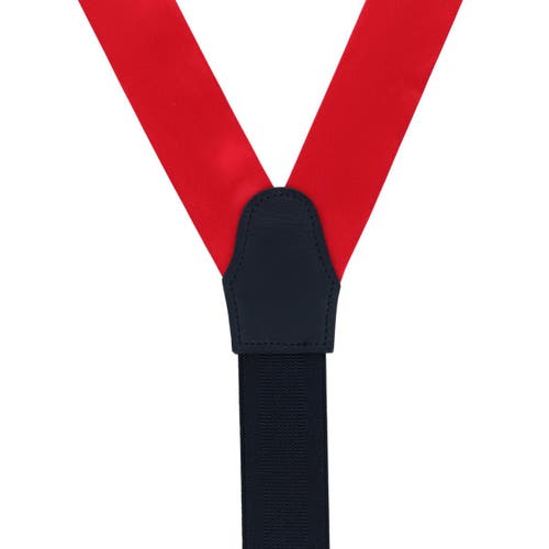Trafalgar Dutton Solid Color Silk Button End Suspenders In Red