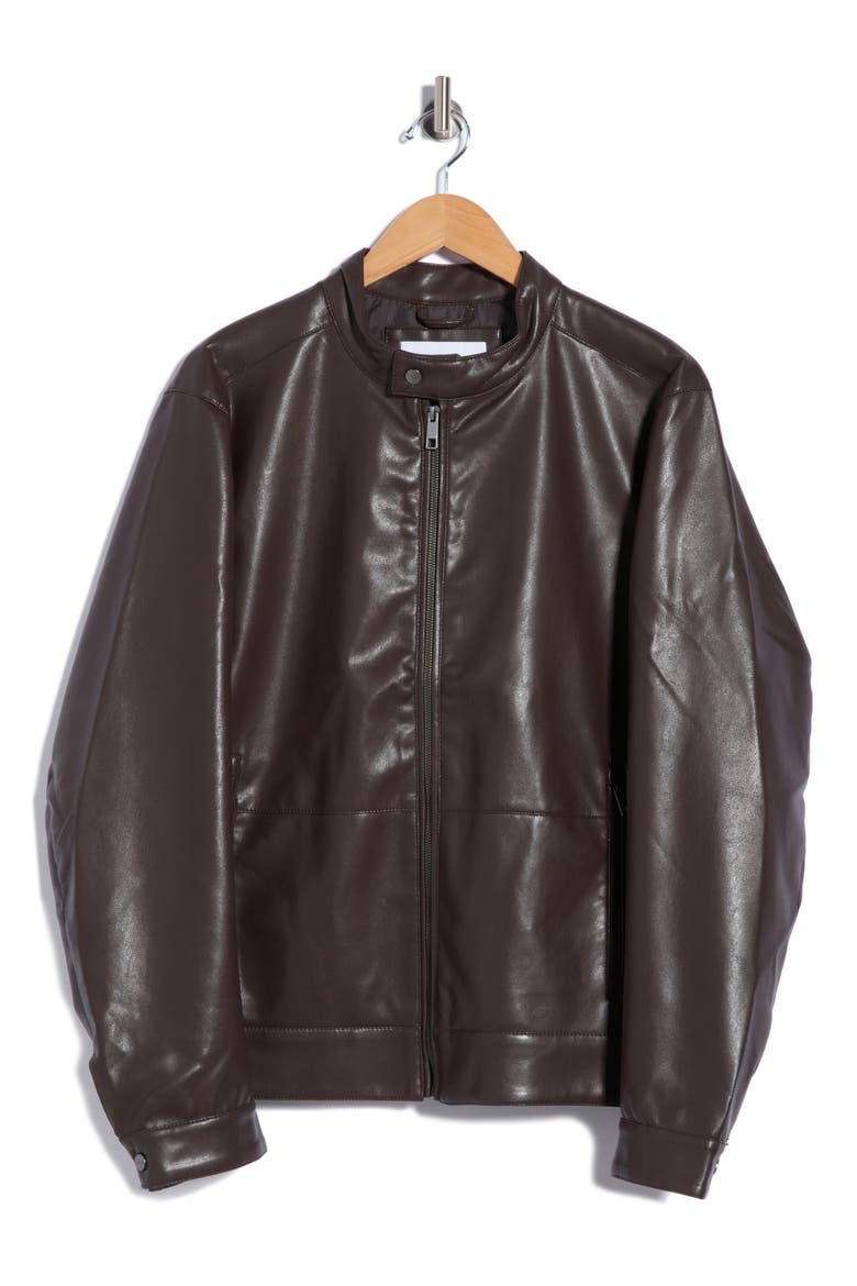 Faux Leather Moto Jacket, Main, color, ESPRESSO