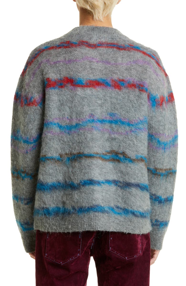 John Elliott Wavy Stripe Jacquard Cardigan, Alternate, color, 