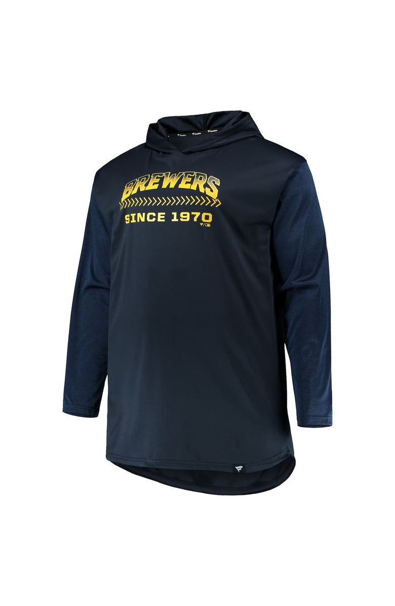 PROFILE Men's Navy/Heathered Navy Milwaukee Brewers Big & Tall Wordmark Club Pullover Hoodie, Alternate, color, 