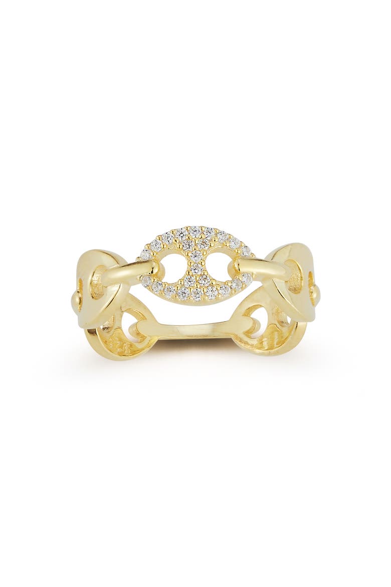 Cubic Zirconia Mariner Chain Ring, Alternate, color, GOLD
