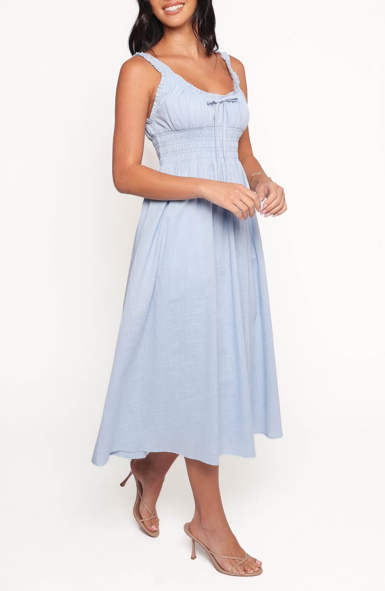 Petal & Pup Auguste Smocked Cotton Midi Sundress, Alternate, color, Pale Blue