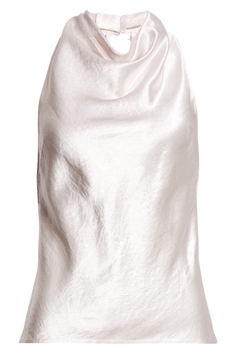 Embellished Cowl Back Washed Twill Halter Top, Alternate, color, OYSTER