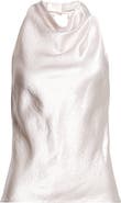 Jason Wu Collection Embellished Cowl Back Washed Twill Halter Top